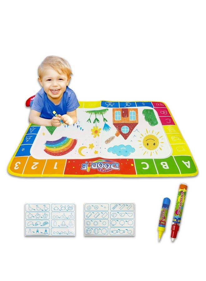 فنبلاست سجادة الرسم المائية السحرية من فن بلاست مع عينات ألوان قوس قزح - لوحة رسم مائية سحرية للأطفال الصغار، سجادة تعليمية ورسومات خربشة للبنات الصغار والأولاد والأطفال (ألوان عشوائية) (74 × 49 سم) - Image 1
