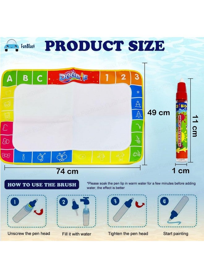 فنبلاست سجادة الرسم المائية السحرية من فن بلاست مع عينات ألوان قوس قزح - لوحة رسم مائية سحرية للأطفال الصغار، سجادة تعليمية ورسومات خربشة للبنات الصغار والأولاد والأطفال (ألوان عشوائية) (74 × 49 سم) - Image 3