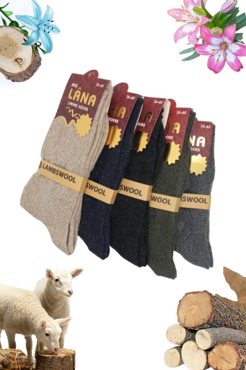 Kral Socks Kral Women's Socks 5 Pairs Winter Wool Socks Lambswool (Special Lamb Wool) With Thermal Features for Women - Image 2