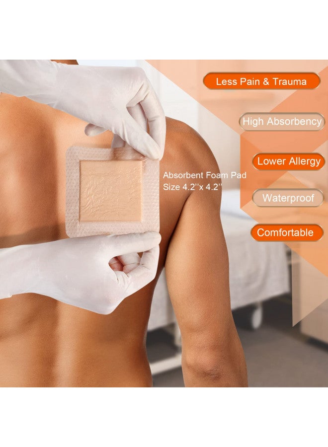 EalionMed Silicone Foam Dressing with Gentle Adhesive Border 6''x6'' 5 Pack, Painless Removal High Absorbency Waterproof Bed Sore Bandage for Pressure Ulcer, Leg Ulcer, Diabetic Foot Ulcer by EalionMed - Image 3