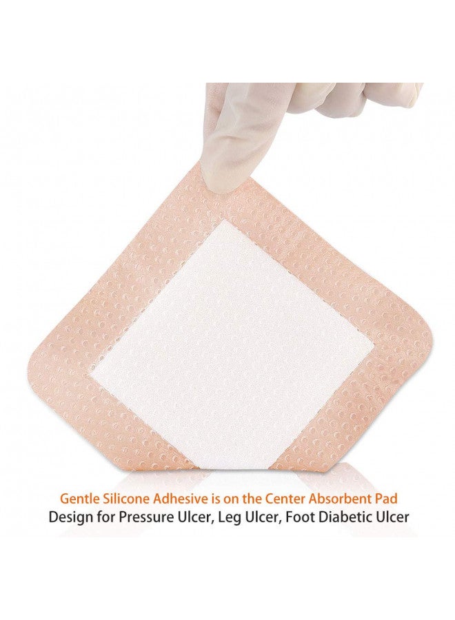 EalionMed Silicone Foam Dressing with Gentle Adhesive Border 6''x6'' 5 Pack, Painless Removal High Absorbency Waterproof Bed Sore Bandage for Pressure Ulcer, Leg Ulcer, Diabetic Foot Ulcer by EalionMed - Image 4