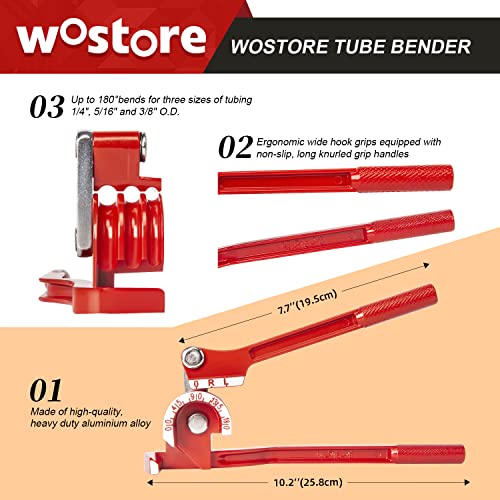 Wostore 180 Degree Tubing Bender for 1/4 5/16 and 3/8 Inch Copper Aluminum Thin Stainless Steel Red - Image 3
