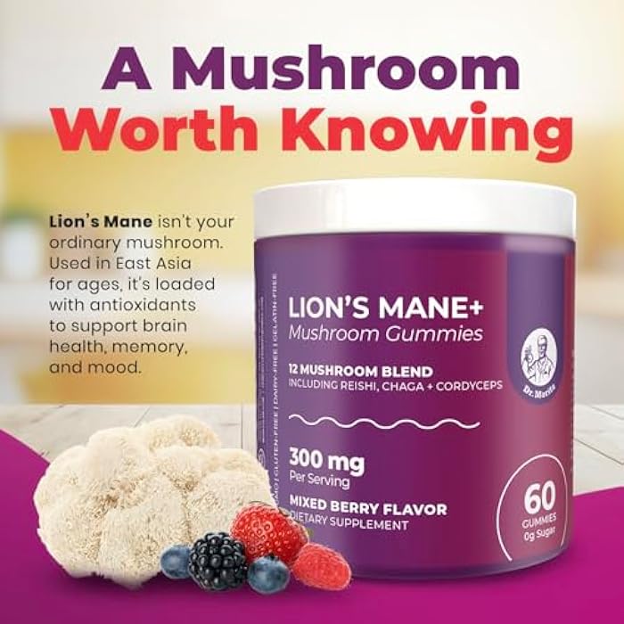DR. MORITZ Lions Mane Gummies for Adults and Kids 4+ - Mushroom Gummies with 12-in-1 Blend Including Reishi & Chaga - Lions Mane for Kids and Adults - No Sugar Added, Non-GMO (120 Count) - Image 3