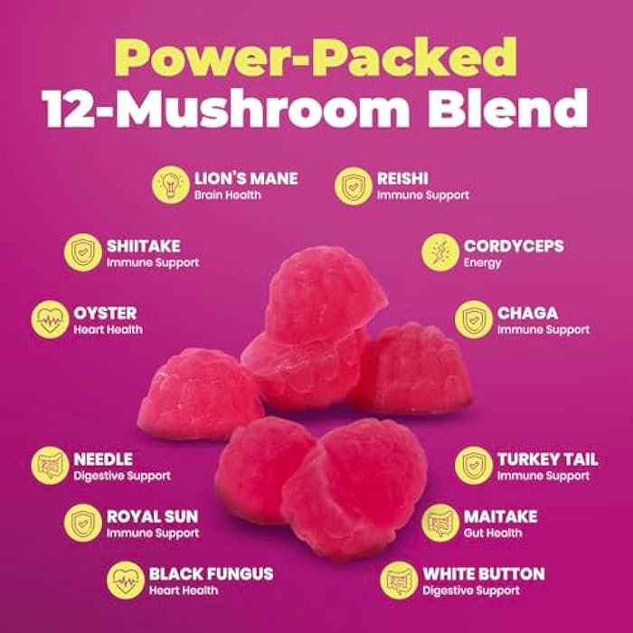 DR. MORITZ Lions Mane Gummies for Adults and Kids 4+ - Mushroom Gummies with 12-in-1 Blend Including Reishi & Chaga - Lions Mane for Kids and Adults - No Sugar Added, Non-GMO (120 Count) - Image 4