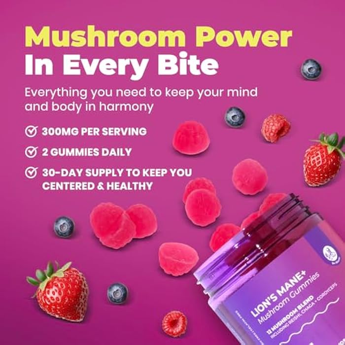 DR. MORITZ Lions Mane Gummies for Adults and Kids 4+ - Mushroom Gummies with 12-in-1 Blend Including Reishi & Chaga - Lions Mane for Kids and Adults - No Sugar Added, Non-GMO (120 Count) - Image 5