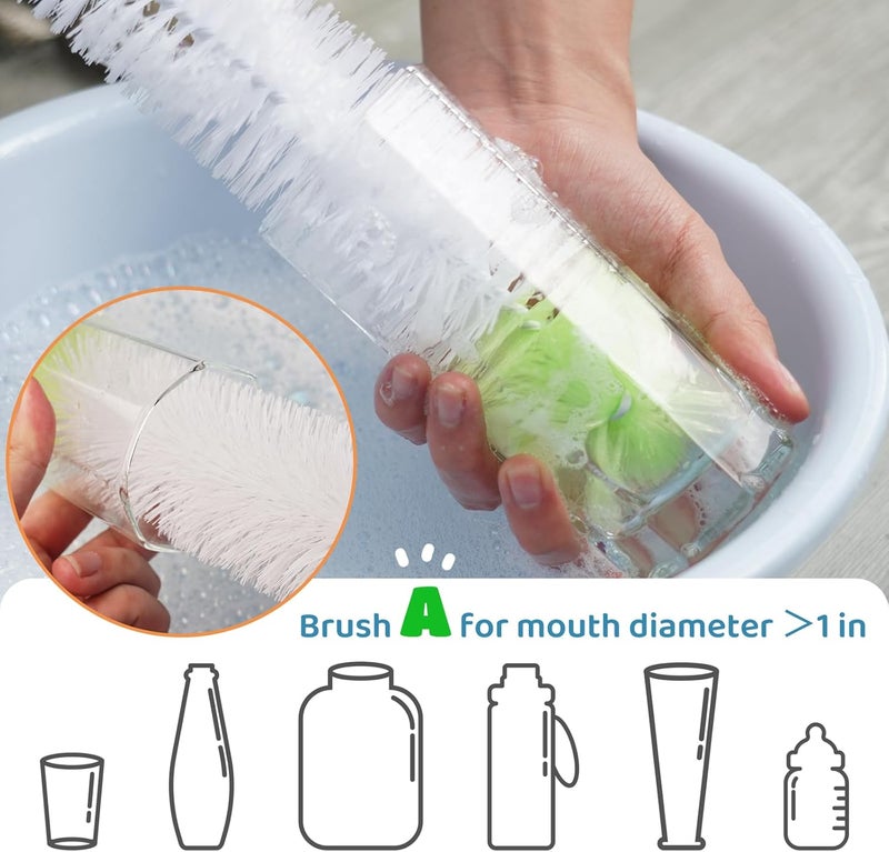 LiKee فرشاة تنظيف زجاجات ليكي سوبر لونغ 18 زجاجة بحجم كبير 25 عرض مرنة بمقبض طويل لتنظيف زجاجات المياه والأكواب وزجاجات الأطفال - Image 3