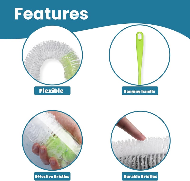 LiKee فرشاة تنظيف زجاجات ليكي سوبر لونغ 18 زجاجة بحجم كبير 25 عرض مرنة بمقبض طويل لتنظيف زجاجات المياه والأكواب وزجاجات الأطفال - Image 4