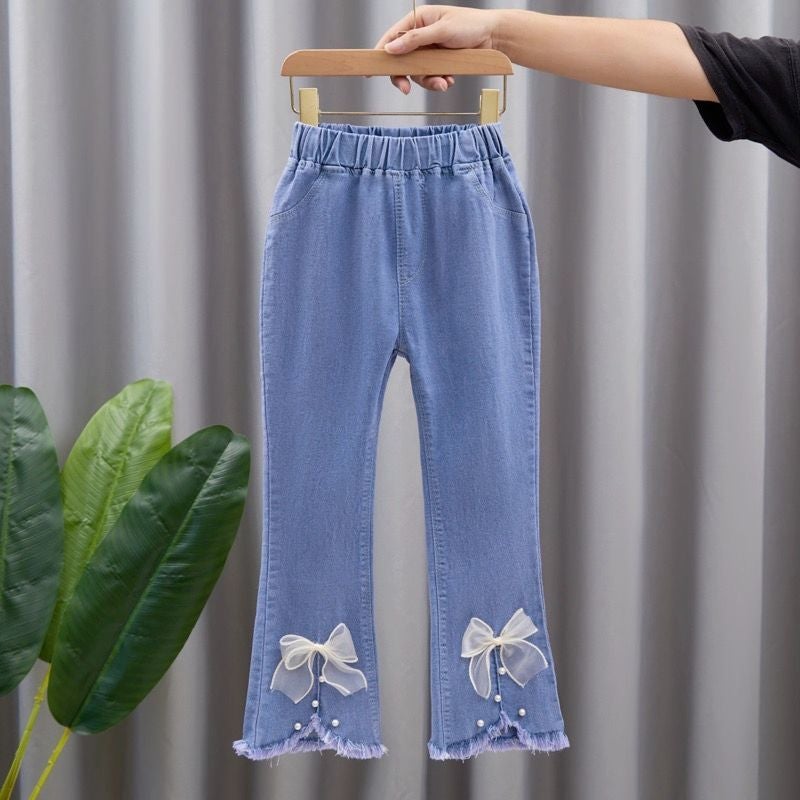 Girls' Jeans 2024 New Stretch Flared Trousers For Large Children Girls Stylisch Baby Thin Pants - Image 4