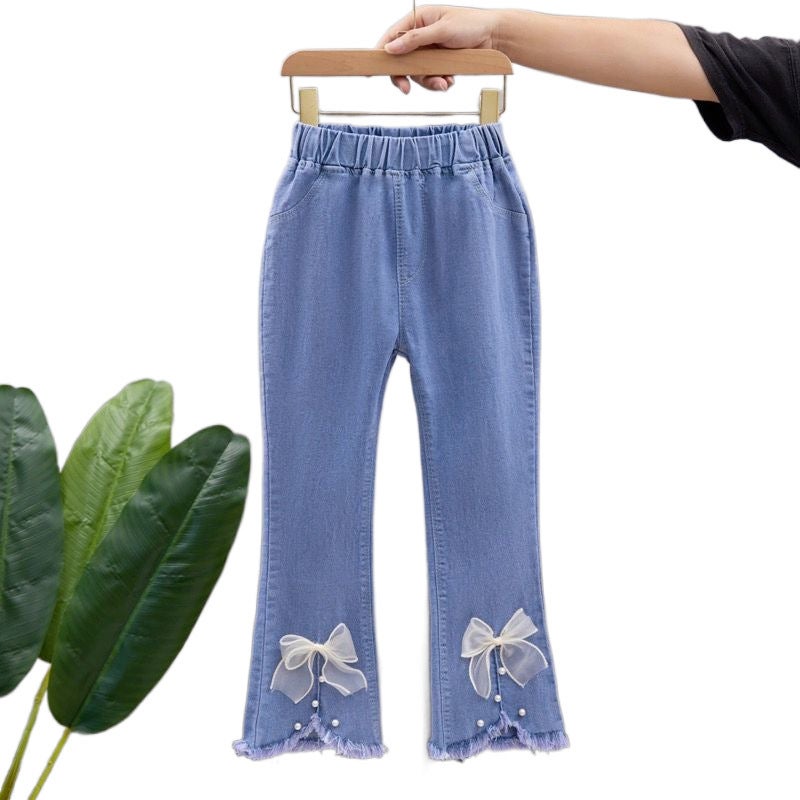 Girls' Jeans 2024 New Stretch Flared Trousers For Large Children Girls Stylisch Baby Thin Pants - Image 5