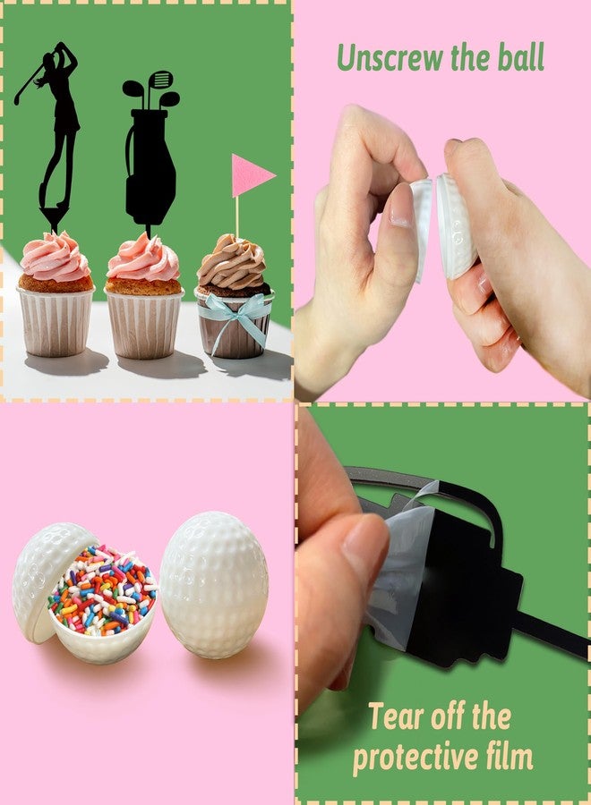 KDPATFAV Golf Cake Decorations Golf Cart Cake Toppers Heading for The Pink Cake Topper with Cart Flag White Ball for Theme Party Supplies (Pink) - Image 3
