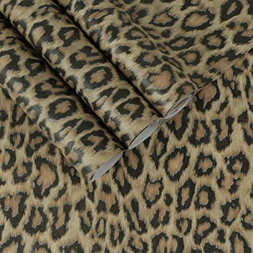 CHENGZHG 17.7" x 196" Leopard Print Contact Paper Peel and Stick Leopard Wallpaper Self Adhesive Shelf Liner Removable Drawer Paper Self Adhesive Film for Cabinets Kitchen Bedroom Furniture Living Room - Image 1