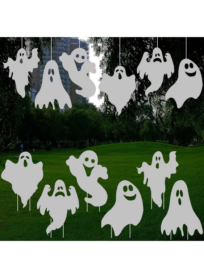OuMuaMua Halloween Outdoor Decorations Yard Signs Stakes - 6PCS Ghost Lawn Decorations Signs with Spooky Faces for Garden Yard Lawn Porch Scary Halloween Trick or Treat Party Decorations Supplies Outside  - Image 1