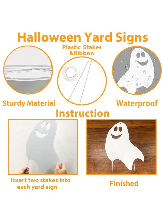 OuMuaMua Halloween Outdoor Decorations Yard Signs Stakes - 6PCS Ghost Lawn Decorations Signs with Spooky Faces for Garden Yard Lawn Porch Scary Halloween Trick or Treat Party Decorations Supplies Outside  - Image 4