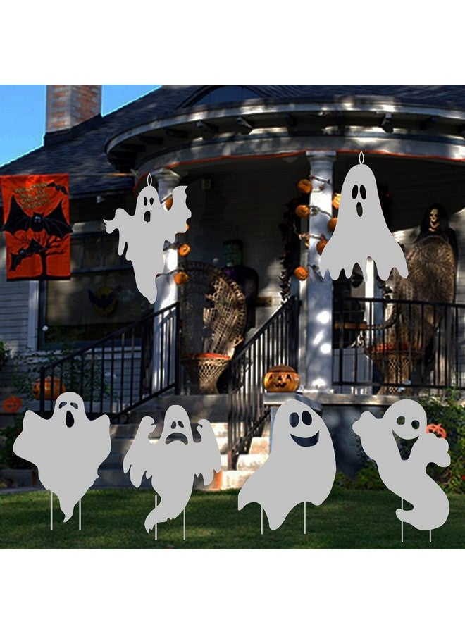 OuMuaMua Halloween Outdoor Decorations Yard Signs Stakes - 6PCS Ghost Lawn Decorations Signs with Spooky Faces for Garden Yard Lawn Porch Scary Halloween Trick or Treat Party Decorations Supplies Outside  - Image 5