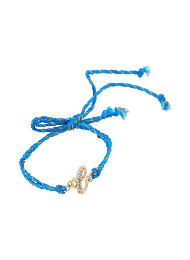 Estele Men's Gold Plated Designer C Initials Bracelet With Austrian Crystals And Fancy Silk Thread. - Image 5