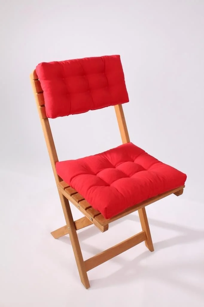 Altın Pamuk Gold Cotton Luxury Bistro Wooden Kitchen Garden Chair Cushion Set 2 Pieces with Backrest