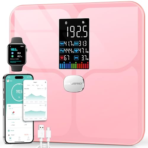 ABLEGRID Body Fat ScaleDigital Smart Bathroom Scale for Body WeightLarge Color Display Screen16 Body Composition Metrics BMIWater WeighHeart RateBaby Mode400lbRechargeableRosegold - Image 2