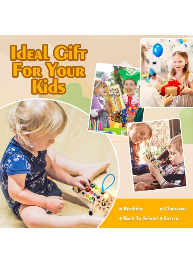 هالامودو لوحة أطفال خشبية مزودة بدوائر ملاحظة موسيقية مع 8 مفاتيح ضوئية LED، لعبة مصغرة حقيقية تعمل بالكهرباء، لعبة تعليمية مبكرة من نوع مونتيسوري لتنمية المهارات الحركية الدقيقة وتنسيق اليد والعين، مقاس 10.3*3*18.5 سم. - Image 4