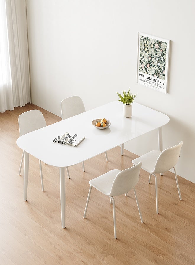 JCB CHIC طاولة طعام مستطيلة بيضاء، مكتب مطبخ متعدد الوظائف بأرجل معدنية، طاولة عشاء مستطيلة بسيطة وطاولة كمبيوتر للشقق السكنية (120×70×75 سم) - Image 2
