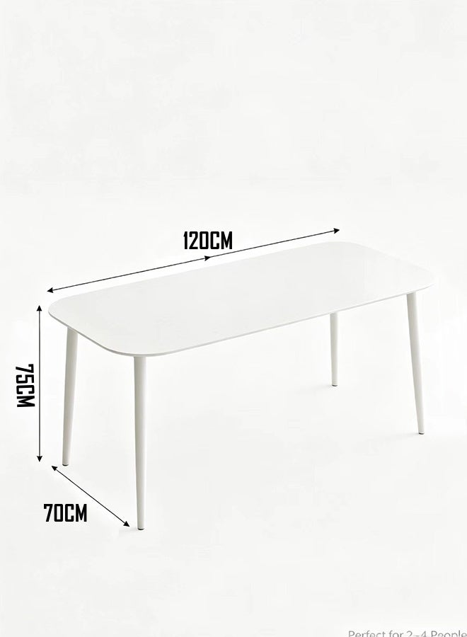 JCB CHIC طاولة طعام مستطيلة بيضاء، مكتب مطبخ متعدد الوظائف بأرجل معدنية، طاولة عشاء مستطيلة بسيطة وطاولة كمبيوتر للشقق السكنية (120×70×75 سم) - Image 3