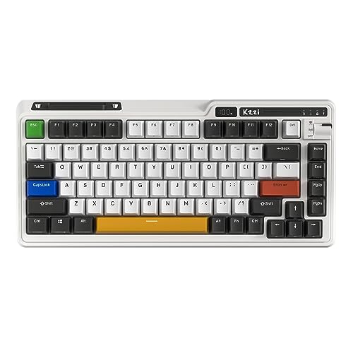 KZZI K75 PRO RGB 75% Wireless Gasket Mechanical Keyboard, Triple Mode BT 5.0/2.4G/USB-C 82 Keys Hot Swappable Gaming Keyboard w/Knob & Power Display, Custom Linear Switches, Black White - Image 1