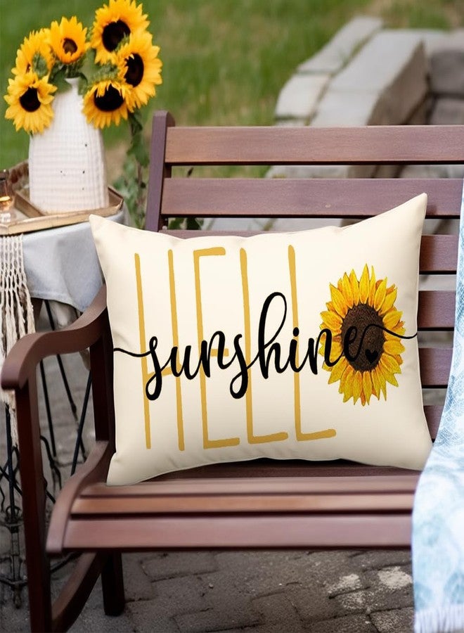RABUSOFA Hello Sunshine Quote Sunflower Spring Summer Pillow Covers,Seasonal Outdoor Decorative Cushion Case Summer Decorations for Home Sunflower Decor 12x20 Inch - Image 5