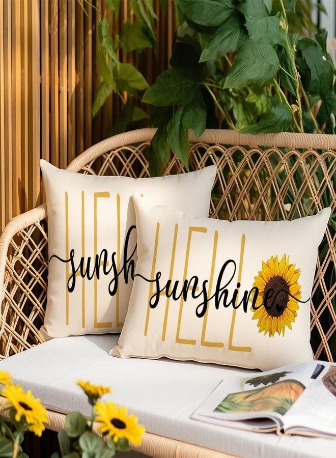 RABUSOFA Hello Sunshine Quote Sunflower Spring Summer Pillow Covers,Seasonal Outdoor Decorative Cushion Case Summer Decorations for Home Sunflower Decor 12x20 Inch - Image 3