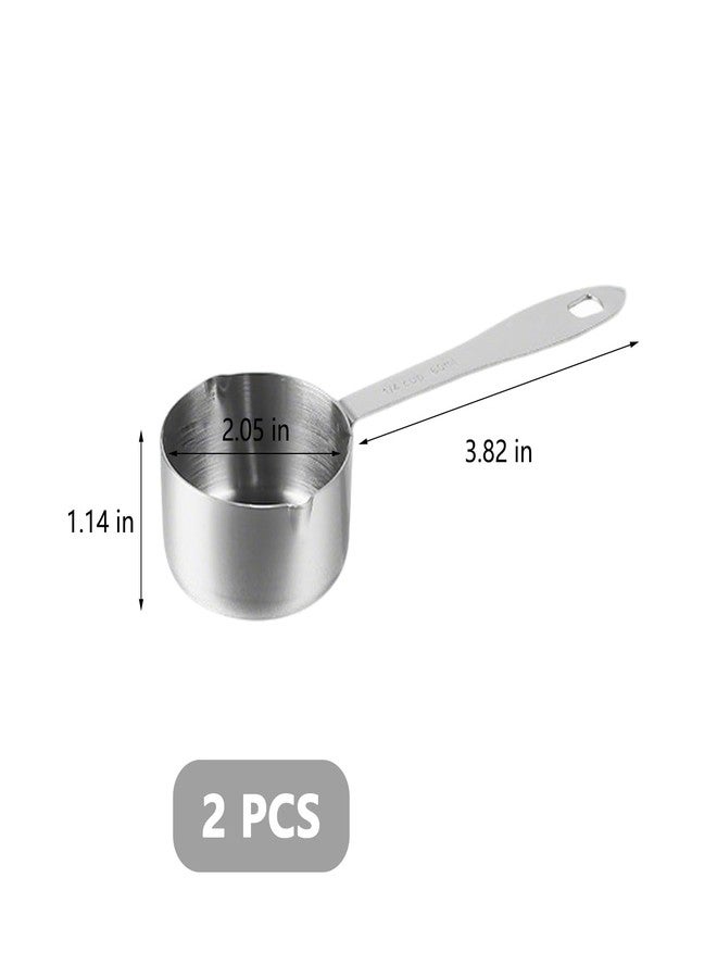 KGCGJVB 2Pcs 1/4 Cup Scoop Measuring Cups 60ml Stainless Steel Scoops for Pet Food Flour Cat Food and Kitchen Canisters Durable Quarter Cup Single Scoop for Storage Jars Canister and Dry Ingredients - Image 2