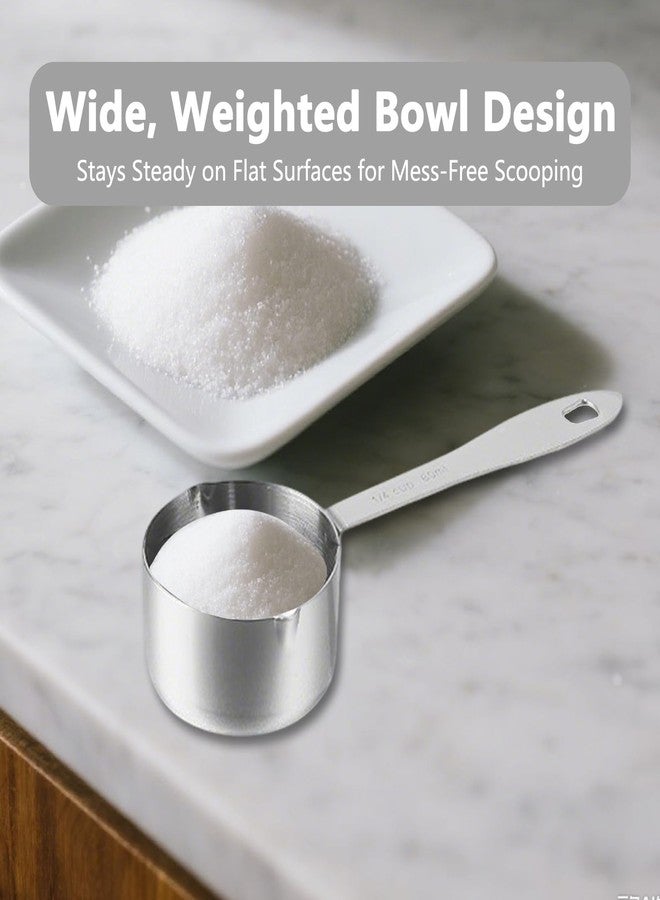 KGCGJVB 2Pcs 1/4 Cup Scoop Measuring Cups 60ml Stainless Steel Scoops for Pet Food Flour Cat Food and Kitchen Canisters Durable Quarter Cup Single Scoop for Storage Jars Canister and Dry Ingredients - Image 4