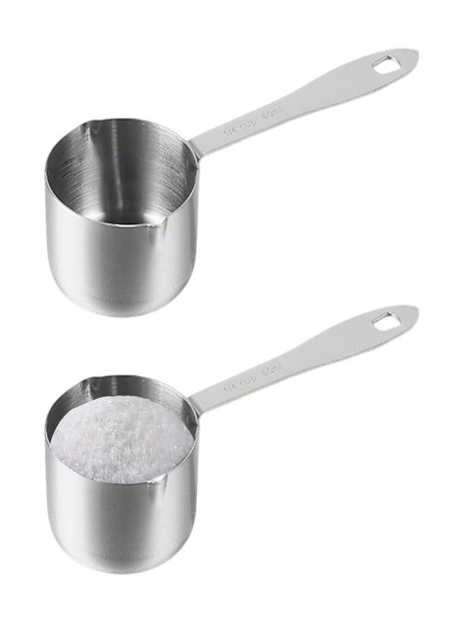 KGCGJVB 2Pcs 1/4 Cup Scoop Measuring Cups 60ml Stainless Steel Scoops for Pet Food Flour Cat Food and Kitchen Canisters Durable Quarter Cup Single Scoop for Storage Jars Canister and Dry Ingredients - Image 1