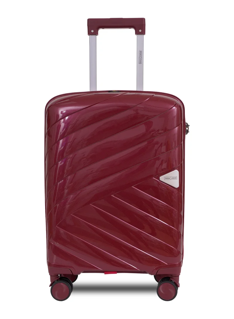 بارا جون Apex 20-Inch Small PP Hard Case Cabin Luggage Trolley Bag – 10kg Capacity, 8 Spinner Wheels & Lock, Red