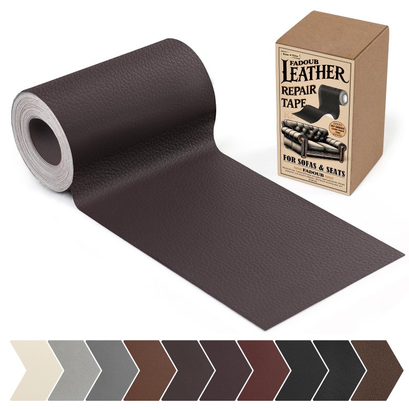 Fadoub Leather Repair Patch 4 x 63In Self Adhesive Leather Repair Tape for Furniture Vinyl Repair Tape for Repairing Vinyl Couch Sofa Car Seats Car Interior Dark Brown - Image 3