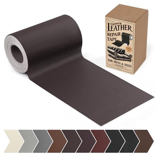 Fadoub Leather Repair Patch 4 x 63In Self Adhesive Leather Repair Tape for Furniture Vinyl Repair Tape for Repairing Vinyl Couch Sofa Car Seats Car Interior Dark Brown - Image 1