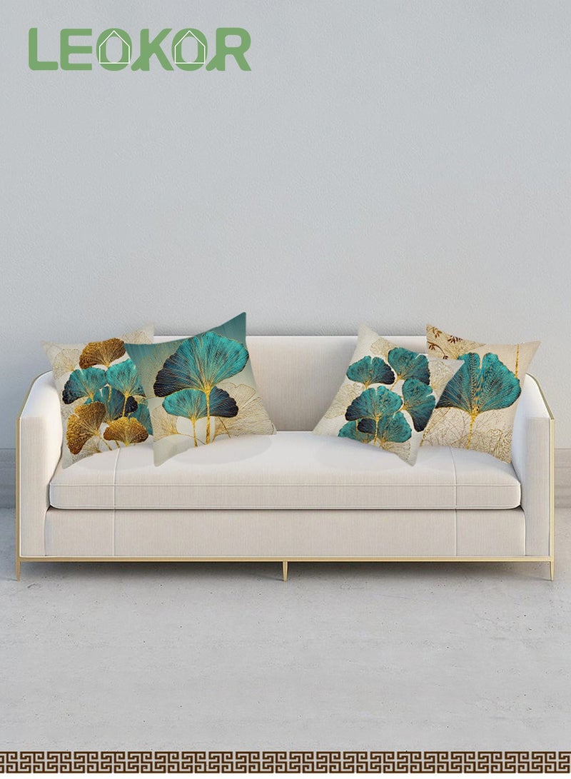 LEOKOR 4 PCS Cushion Covers Throw Pillow Covers Linen Square Throw Pillow Covers, Couch Bed Pillowcases for Living Room Sofa, 45cm x 45cm - Image 3