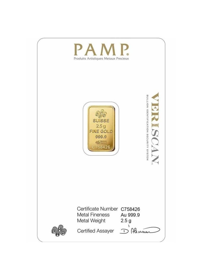 PAMP - 24 carat Swiss gold bar, weighing 2.5 gram - Image 1
