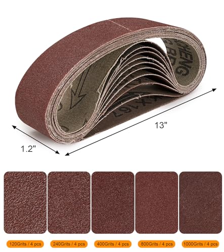 Sbestily 20 Pack 1.2" x 13" Replacement Knife Sharpener Sanding Belt 120/240/400/800/1000 Grit Aluminum Oxide Sander Belt - Image 2
