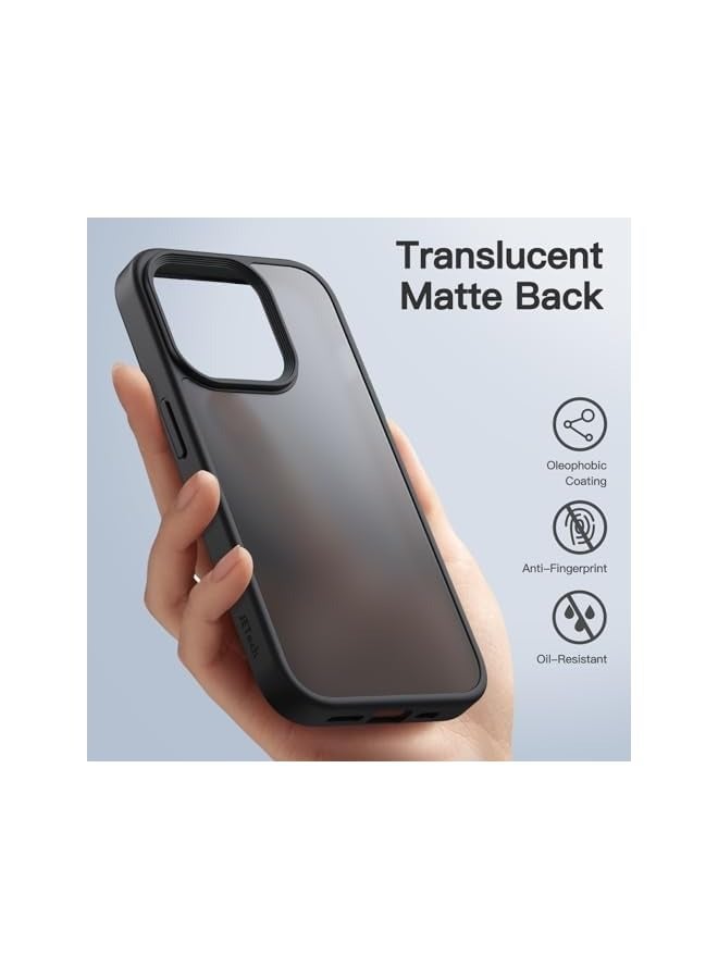جي تيك حافظة JETech غير لامعة لهاتف iPhone 15 Pro Max مقاس 6.7 بوصة، حماية من السقوط بدرجة عسكرية مقاومة للصدمات، غطاء هاتف خلفي شفاف بلوري، مضاد لبصمات الأصابع (أسود) - Image 3