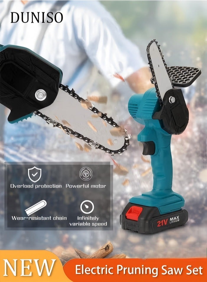 Portable Mini Chainsaw,21V Battery Powered,Portable Electric Saw for Wood Cutting Tree Branch, Trimming Wood, Cutting Gardening, Wood DIY Lovers  - Image 1