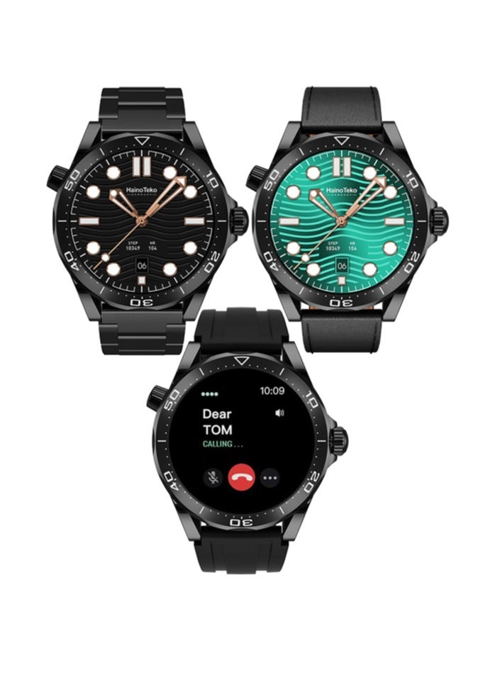 Smart Watch HainoTeko RW-48 With 3 Interchangeable Straps, Silver