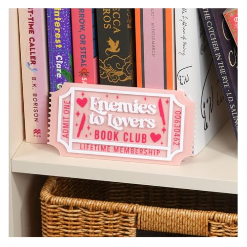 KACIOLA STUDIO Library Sign, Bookish Decor for Book Nook, Gifts for Booklovers/Reader/Women, Bookshelf Book Store Decor, Romantasy Gift (Enemies to Lovers) - Image 1