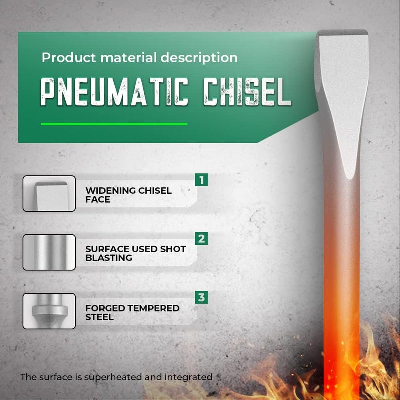 Monkey King Bar -Pneumatic Chisel 3/4" Width Long 18" - 0.401 Inch Shank Pneumatic Hammers Bits for Air Hammer - Image 2