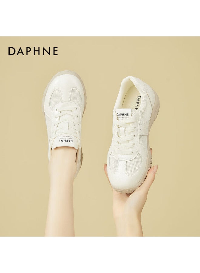 Daphne Women's Sports Casual Shoes, Lightweight Breathable, Height-increasing Low-top Lace-up Training Shoes, Comfortable Travel Shoes, Beige, Size 36 - Image 1