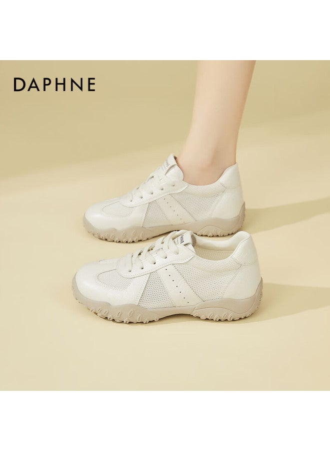 Daphne Women's Sports Casual Shoes, Lightweight Breathable, Height-increasing Low-top Lace-up Training Shoes, Comfortable Travel Shoes, Beige, Size 36 - Image 3