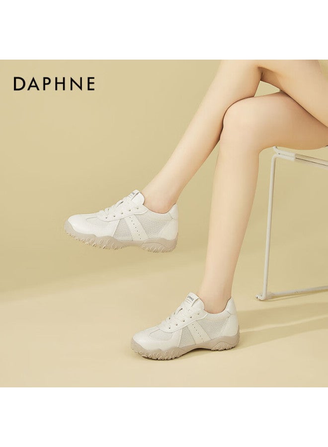 Daphne Women's Sports Casual Shoes, Lightweight Breathable, Height-increasing Low-top Lace-up Training Shoes, Comfortable Travel Shoes, Beige, Size 36 - Image 2