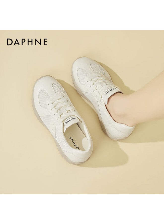 Daphne Women's Sports Casual Shoes, Lightweight Breathable, Height-increasing Low-top Lace-up Training Shoes, Comfortable Travel Shoes, Beige, Size 36 - Image 4
