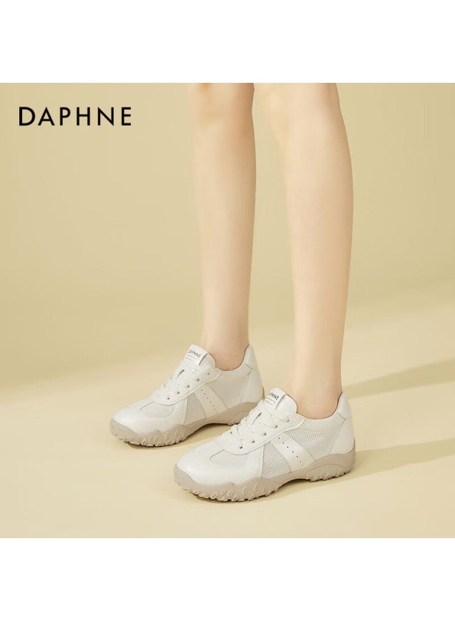 Daphne Women's Sports Casual Shoes, Lightweight Breathable, Height-increasing Low-top Lace-up Training Shoes, Comfortable Travel Shoes, Beige, Size 36 - Image 5