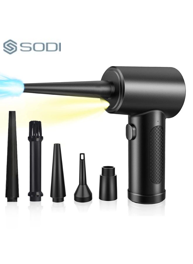 المحاكم منفضة هواء، محرك 3 سرعات إلى 51000 دورة في الدقيقة مع ضوء LED، منفاخ هواء لاسلكي قابل لإعادة الشحن، منفاخ لاسلكي محمول للكمبيوتر المحمول ولوحة المفاتيح والكاميرا ومجموعة تنظيف الأجهزة الإلكترونية - Image 1