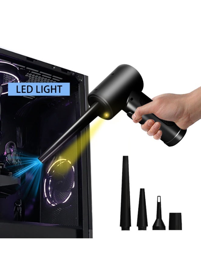 المحاكم منفضة هواء، محرك 3 سرعات إلى 51000 دورة في الدقيقة مع ضوء LED، منفاخ هواء لاسلكي قابل لإعادة الشحن، منفاخ لاسلكي محمول للكمبيوتر المحمول ولوحة المفاتيح والكاميرا ومجموعة تنظيف الأجهزة الإلكترونية - Image 4