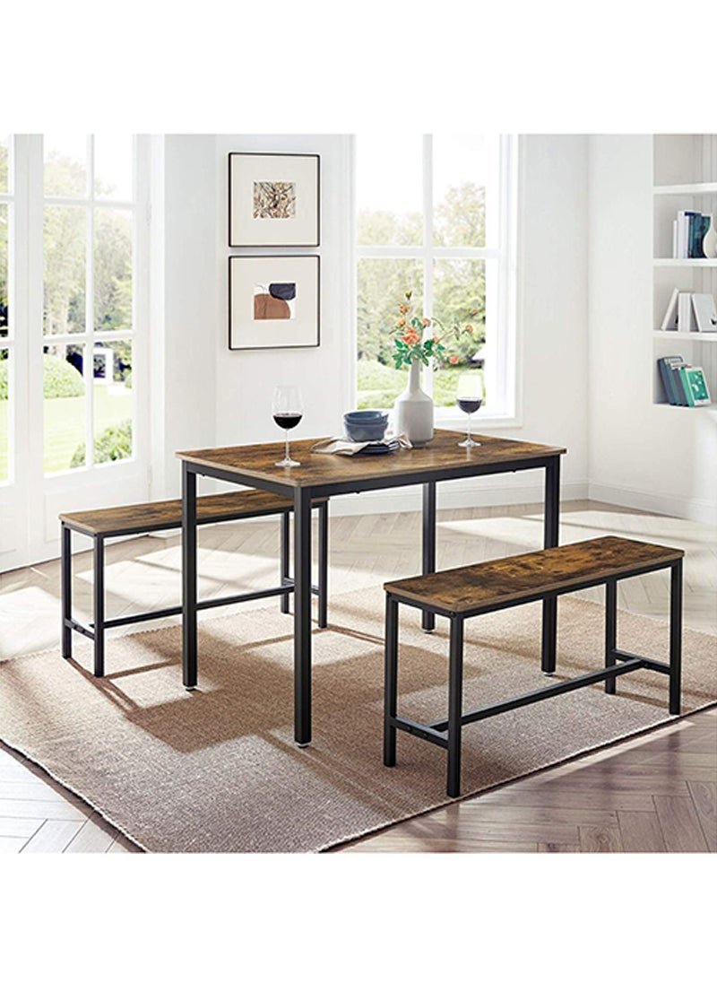 طقم طاولة طعام VASAGLE Rustic Brown KDT070B01 مقاس 39 بوصة للمنزل وغرفة المعيشة وغرفة الطعام