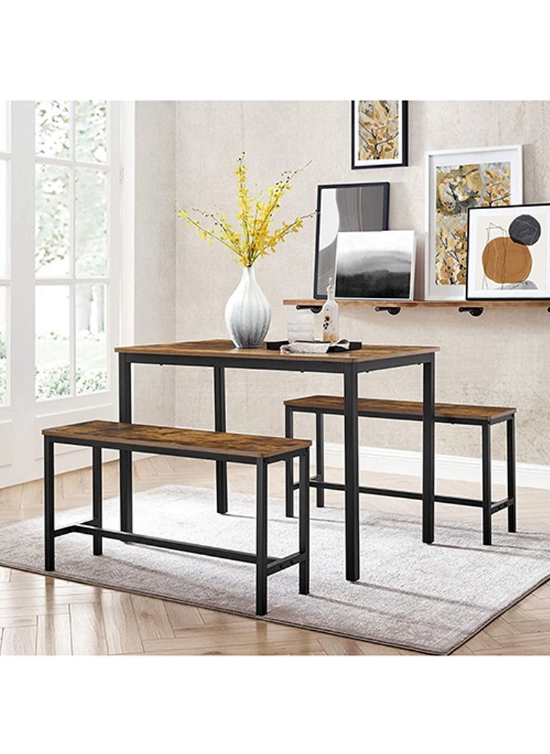 طقم طاولة طعام VASAGLE Rustic Brown KDT070B01 مقاس 39 بوصة للمنزل وغرفة المعيشة وغرفة الطعام